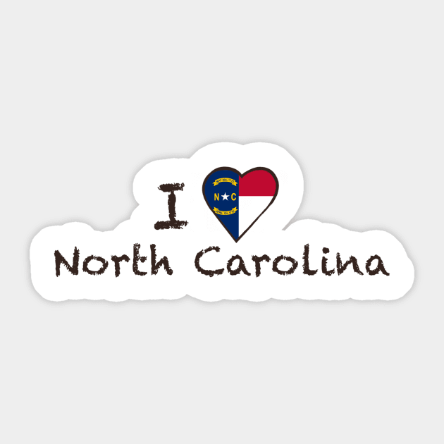 I Love North Carolina Sticker by JellyFish92